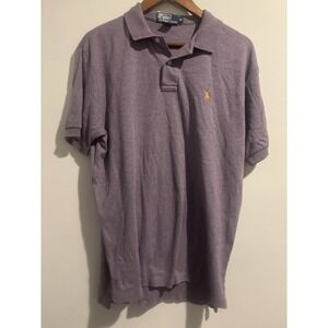 Vtg Polo Ralph Lauren Men's Medium‎ Purple Polo Shirt Orange Pony Casual Golf